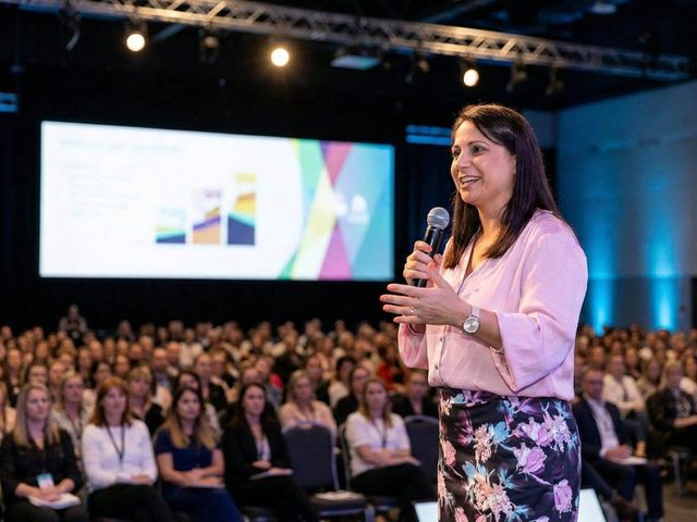 Nikoletta presenting Xero training to a full auditorium